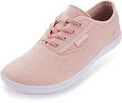 WHITIN Womens Canvas Minimalist Wide Toe Box Barefoot Sneakers Extra Zero Drop Sole Shoes Ladies Width Fit Minimus Size 8 8W Comfy Minimal Bare Feet Trail Running Flat Gym Walking Female Pink 39