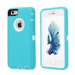 Case for iPhone 6/6s, [Heavy Duty] 3 in 1 Built-in Screen Protector Cover Dust-Proof Shockproof Drop-Proof Scratch-Resistant Shell Case for iPhone 6/6s, 4.7 inch, Teal&White