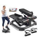 Sunny Health & Fitness 2-in-1 Premium Power Stepper with Resistance Bands, Low-Impact Cardio, Space-Saving, Height-Adjustable, 150 KG Max and SunnyFit App Enhanced Bluetooth Connectivity SF-S021054