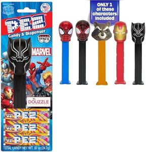 DOUzzle Kosher Pez Candy & Marvel Spiderman Dispenser + 3 Assorted Fruit Refills (Pack of 1) Gluten Free, Kosher Parve, USA Made