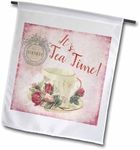 3dRose Nostalgic Illustration It is Teatime with Vintage Tea Cup - Garden Flag, 12 x 18-inch (fl_276298_1)