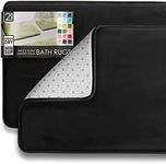 Clara Clark 2 Piece Bathroom Rugs Bath Mat Set, Velvet Memory Foam Bath Mats for Bathroom - Non-Slip, PVC Backing Bath Rugs, Washable Bathroom Rug Mats - Dries Quickly, Bathroom Rug Set - Black