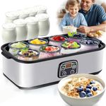 Yogurt Maker, Automatic Digital Yoghurt Maker Machine with Timer & Constant Temperature Control, Stainless Steel Probiotic Yogurt Makers with & LCD Display, 8 * 6 Oz Glass Yogurter Jars