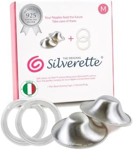 SILVERETTE The Original Silver Nursing Cups, Nipple Covers for Breastfeeding with O-Feel Silicone Rings, XL