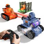 bessome 2 Pack Cute Cartoon Remote Control Battle Tanks with Laser tag | Hobby RC Cars Shoot to Spray Out|Military Army Toys for 6 7 8 Year Old Boys Girls | Christmas Birthday Gifts for 8-12