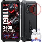 Blackview BV6200 PIus Rugged Smartphone (11000mAh), 24GB+256GB/2TB, 18W Fast Charge, 6.56" 90Hz, AI Camera, 98dB Altavoz, 3 Card Slots/Dual 4G /NFC/OTG/Fingerprint/Android 14 Rugged Phone(Gemini AI)
