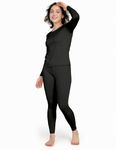 LAPASA Women's Thermal Underwear Set, Lightweight Classic Breathable Fleece Lined Long Johns Lightweight Top & Bottom L17, Black, M