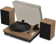 Wohome Vinyl Record Player with 66 Watt External Bookshelf Speakers, High Fidelity System Vintage Turntables for Vinyl Records with Magnetic Cartridge, Bluetooth Playback, RCA line Out and Auto Off