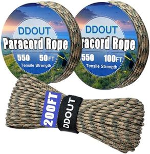 DDOUT 550 Paracord Rope 200ft, 4mm Thin Tactical Parachute Cord for Climbing, Camping, Tent, Clothsline, Survival Utility Rope, Camo