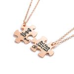 MANIFO Friendship Puzzle Necklace Alloy BFF Best Friends Pendant Necklaces for Friend of 2 (Rose Gold)