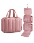 BAGSMART Hanging Toiletry Bag with Waterproof Cosmetic Organizer, for Full-Size Toiletries, Dusty Rose, Large