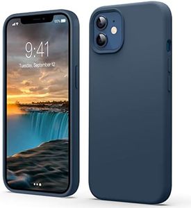Flyzoo Coque pour iPhone 12/12 Pro Liquid Silicone Case [Mince, Élégante, Antichoc] [Bord Surélevé Caméra & Écran] Étui Housse de 4 Couches avec Doublure Microfibre Anti-Rayures, 6,1'', Bleu Abysse