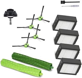 Accessoires et pièces de rechange pour iRobot Roomba j7 i7 i6 i3 i4 i2 i5 i8 i1+/Plus e5 e6 série I E J - 1 brosse à rouleaux en caoutchouc, 1 roue pivotante, 4 filtres, 4 brosses latérales noires.