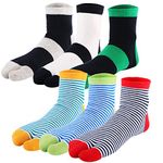 kilofly 6 Pairs Unisex Striped Flip Flop Split 2-Toe Tabi Socks Value Pack