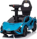 Voltz Toys Ride-on Sliding Car for Kids, Licensed Lamborghini SIAN for Toddlers 18-60 Months, Foot-to-Floor Walker Car Toy with Music, Lights and Under Seat Storage for Boys and Girls (Blue)