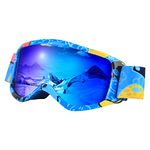 Kids Ski Goggles Anti-Fog Cartoon Snow Snowboard Glasses for Girls Boys Youth Teens Junior (Kids-Blue)