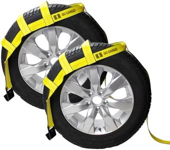 DC Cargo Tow Dolly Basket Straps with Flat Hooks | 2-Pack | Car Wheel Straps for Auto Hauling