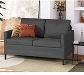 TYBOATLE Linen Fabric Modern Small Loveseat Sofa Couch for Living Room, 51" W Little Upholstered 2-Seater Mini Love Seats w/Iron Legs for Small Space, Apartment, Bedroom, Dorm, Office (Dark Grey)