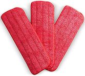 Washable Microfiber Mop Pads (3 Pack) - Microfiber Mop Pads Heads 16.53 x 5.4Inches for Cleaning of Wet or Dry Floors - Professional Home/Office Cleaning Supplies, Red