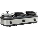 FRIGIDAIRE ESC3105-SS Triple Slow Cooker Buffet Server, Stainless, 3x2.5QT