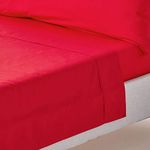 HOMESCAPES Red Pure Egyptian Cotton Flat Sheet Double 200 TC 400 Thread Count Equivalent Bed Sheet