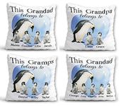 This Grandad Belongs To Cushion Christmas Gift - Grandad Birthday Gift - Personalised Penguins Pillow - Father's Day Gift for Grandpa Grampy Bampa Gramps Bampy Pops