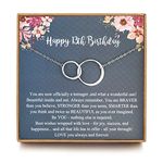 LOVEMY Sweet 13th Birthday Gifts for Girls, Birthday Gifts for her, Presents for 13 Year Old Girls, Sterling Silver 2 Ring Birthday Necklace, Friendship Gifts Birthday Jewelry