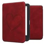 kwmobile Cover Compatible with Kobo Clara BW/Colour Cover - eReader Case - Brushed Heart Dark Red