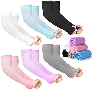 12 Pairs Sun Protection Sleeves UV Cooling Arm Men Women Sports with Thumb Hole for Driving, Golfing, Fishing, Cycling, Hiking, Doing (6 Colors) by HRLOR