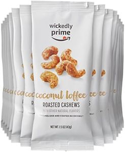 Amazon Brand - Wickedly Prime Roasted Cashews, Coconut Toffee, Snack Pack, 1.5 Ounce (Pack of 15) Package May Vary