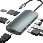 USB C Docking Station for Laptop, Dual Monitor 4K HDMI, 8-in-1 USB C Hub with 3 USB 3.0, 100W PD, SD/TF Card Reader, Compatible with MacBook, Dell, HP, Lenovo, Surface, and Thunderbolt 3/4 Laptops