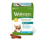 WHIMZEES By Wellness Toothbrush, Month Box, Natural and Grain-Free Dog Chews, Dog Dental Sticks for Small Breeds, 30 Pieces (One Month Supply), Size S