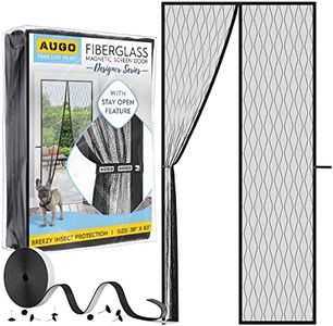 AUGO Magnetic Fiberglass Design Screen Door - Self Sealing, Heavy Duty, Hands Free Mesh Partition Keeps Bugs Out - Door Screen Magnetic Closure - Patent Pending Keep Open Feature - 38 Inch x 83 Inch