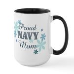 CafePress Proud Navy Mom [Fl] Large Mug 15 oz (444 ml) Ceramic Coffee Mug