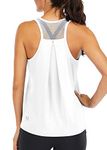 Fihapyli ICTIVE Workout Tops for Women Loose fit Racerback Tank Tops for Women Mesh Backless Muscle Tank Running Tank Tops Workout Tank Tops for Women Yoga Tops Athletic Exercise Gym Tops White L