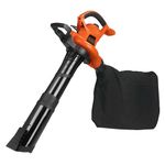 BLACK+DECKER 3-in-1 Electric Leaf Blower & Mulcher with Leaf Vacuum Kit, 12-Amp (BV6000)