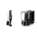 BLACK+DECKER® 2-Speed Immersion Blender, Black, HB2402BC & Black+Decker HC300BC Black + Decker 3-Cup Food Processor, One Touch Pulse, Dishwasher Safe Parts, 3-Cup, Black