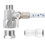 HAOCHEN Feed Water Adapter - Water Line Splitter 3/8"x3/8"x1/4" or G 1/2"xG 1/2"x1/4", Brass Water Supply Valve with 1/4" Push in Quick Connect fitting for RO Filter，Refrigerator,Ice Maker