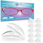 GMS Optical Short Anti-slip Adhesive Contoured Silicone Eyeglass Nose Pads for Sunglasses, Eyeglasses, Reading Glasses, and Spectacles - (18mm, Clear) (10 Pairs)