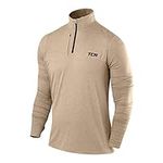TCA Men's Fusion Pro Quickdry Long Sleeve Half-Zip Running Top - Sandstorm, M