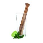 NJ Sheesham Wooden Muddler Bar Tool, 10 - Inch Hardwood Mojito Muddler with Flat Head, Commercial Grade Cocktail Drink Muddlers, Bar Accessories: 1 Pc.