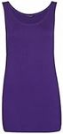 Womens Scoop Neck Racer Basic Solid Color Sleeveless Stretchy Plain Vest Top for Women Girl Ladies Tshirt Tops Plus Purple 16-18