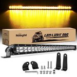 Nilight Led Light Bar Amber 31 Inch 150W Super Slim Spot Flood Combo 14500LM 3D Driving Fog Off Road Lights for Trucks Pickup SUV ATV UTV Boat 4x4 Van Camper-2 Style Mounting
