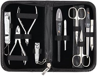 3 Swords Germany - brand quality 10 piece manicure pedicure grooming kit set for professional finger & toe nail care scissors clipper fashion leather case in gift box, Made by 3 Swords (00286)