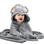 Baby Hooded Towels Casa Carina - Premium Ultra Soft Bath Towel for Newborn, Toddler, Infant - Ultra Absorbent Baby Essential Bath Shower Gifts for Boys and Girls - Grey Elefant 80 x 80cm