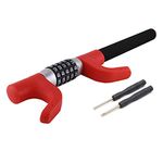 5-digit password anti-theft car steering wheel lock, universal keyless steering wheel lock 5 password retractable double hook lock, suitable for all vehicles, trucks, SUV, car steering wheel lock, red