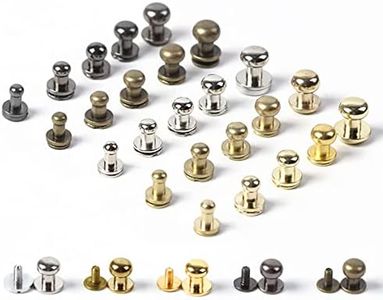 WUTA 20 Sets Solid Brass Chicago Screws Round Head Button Stud Slotted Screws Nail Rivet Leather Rivets Craft Belt for DIY Leather Belt Wallet Handbag Decoration (10X8mm, Gold)