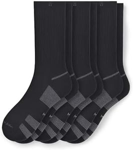 Tommy John Men's Performance Crew Sock, 3-Pack, Black, M/L