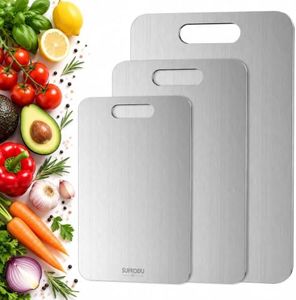 Titanium Cutting Boards of 3, Titanium Cutting Boards for Kitchen, 100% Double-sided titanium cutting boards,separate raw and cooked food areas,non-toxic,dishwasher safe (S+ M + L)