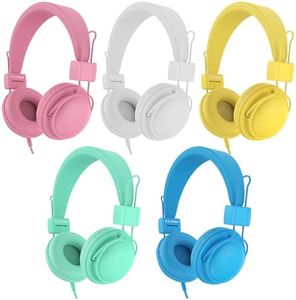AILIHEN Kids Headphones Wired Bulk 5-Pack for K-12 School Library Travel